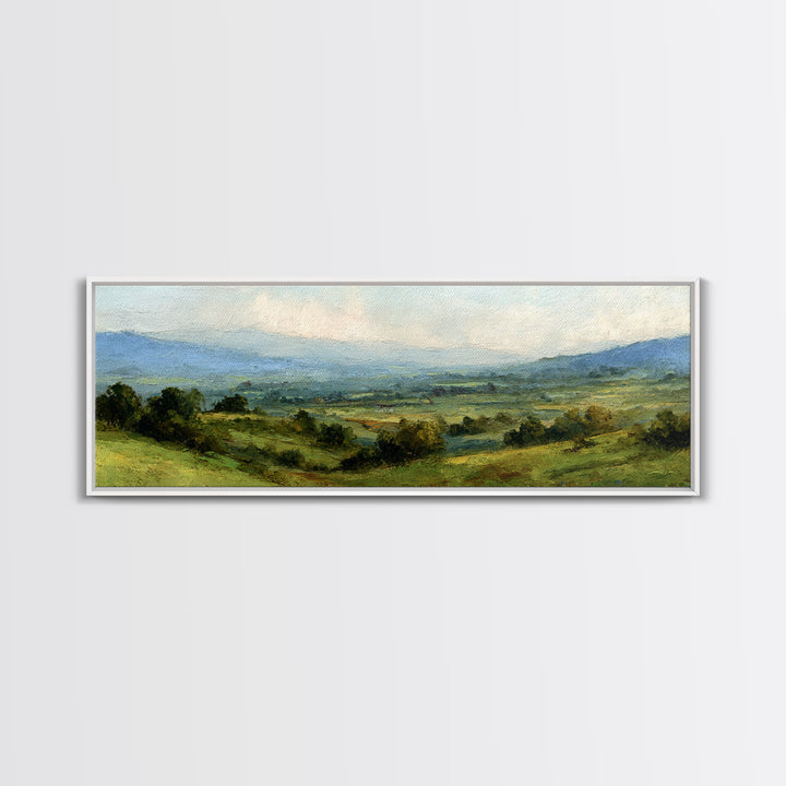 Classic Landscape with Rolling Green Hills Canvas Print, Bed and Breakfast Art, Bedroom Wall Decor, Living Room Decor, BAB-3x1-16