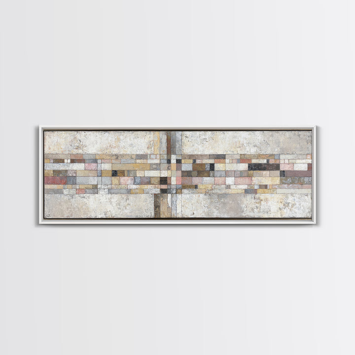 Quilt Pattern Folk Art Composition Canvas Print, Bed and Breakfast Art, Fine Art Print, Living Room Decor, Fine Art, BAB-3x1-3
