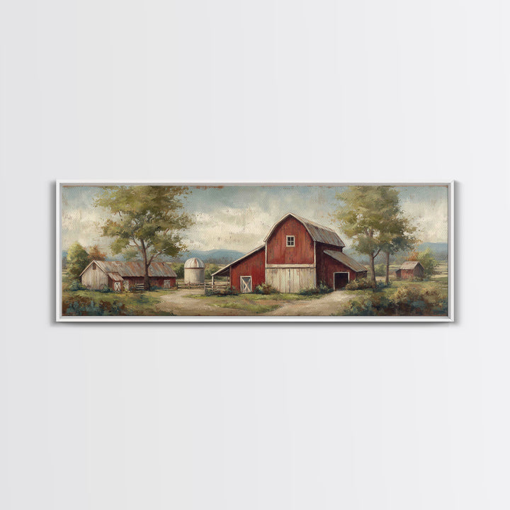 Apple Orchard Scene Framed Canvas Print, Bed and Breakfast Art, Coffee Wall Art, Living Room Decor, Fine Art, BAB-3x1-53