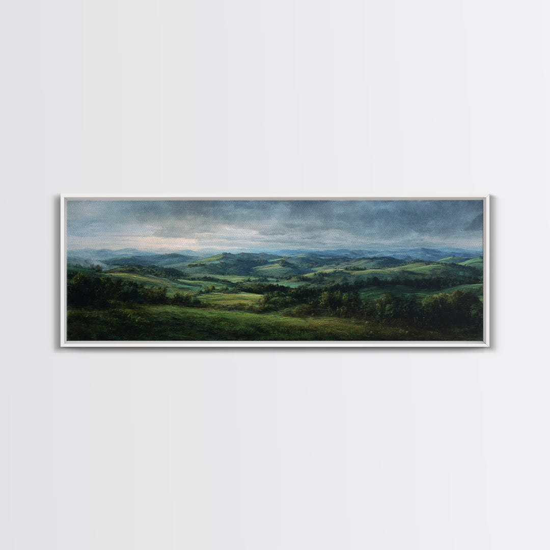Classic Landscape with Rolling Green Hills Canvas Print, Bed and Breakfast Art, Luxury Decor, Living Room Decor, BAB-3x1-64
