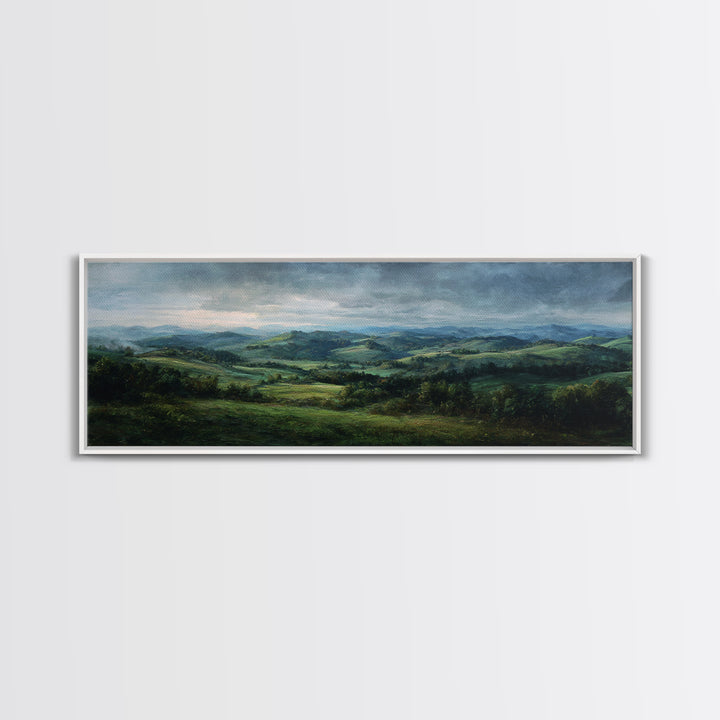 Classic Landscape with Rolling Green Hills Canvas Print, Bed and Breakfast Art, Luxury Decor, Living Room Decor, BAB-3x1-64