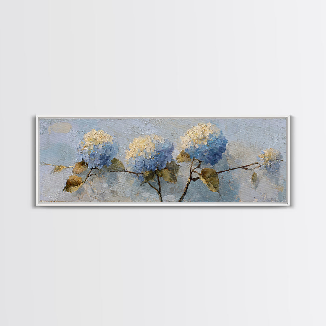 Sunlit Hydrangeas on a Windowsill Canvas Print, Bed and Breakfast Art, Farmhouse Wall Decor, Living Room Decor, BAB-3x1-74