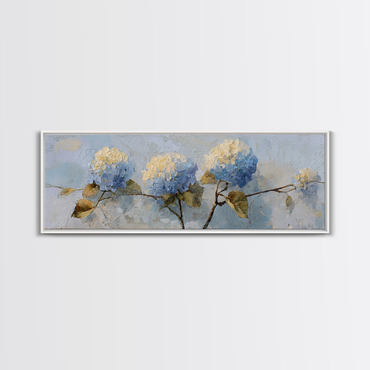 Sunlit Hydrangeas on a Windowsill Canvas Print, Bed and Breakfast Art, Farmhouse Wall Decor, Living Room Decor, BAB-3x1-74