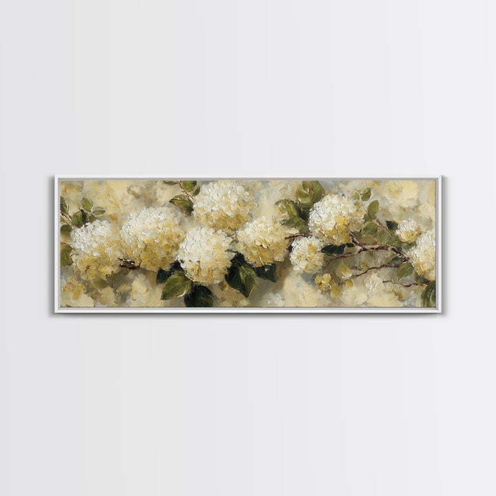Sunlit Hydrangeas on a Windowsill Canvas Print, Bed and Breakfast Art, Coffee Wall Art, Living Room Decor, Fine Art, BAB-3x1-98