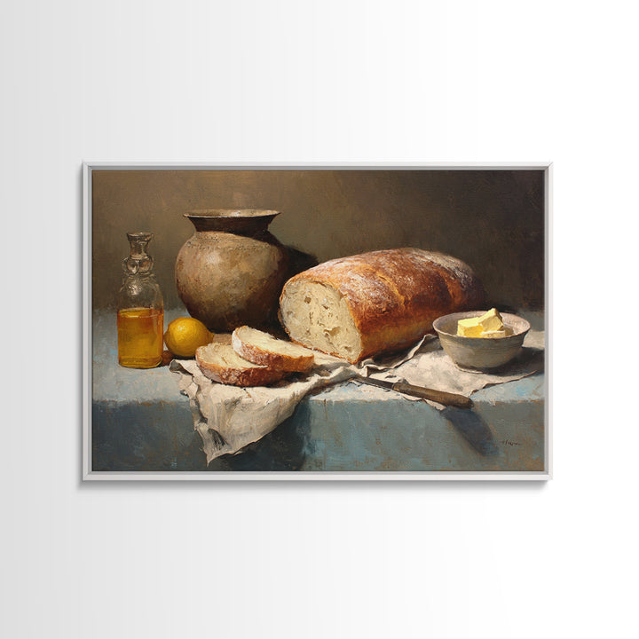 Freshly Baked Bread Framed Canvas Print, Bed and Breakfast Art, Farmhouse Wall Art, Living Room Decor, Fine Art, BAB-3x2-24