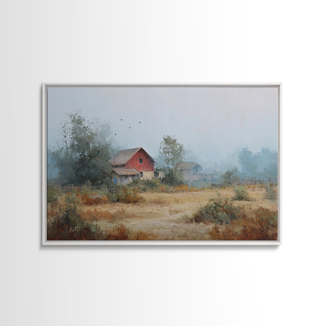 Old Farmhouse Landscape Framed Canvas Print, Bed and Breakfast Art, Room Decor, Living Room Decor, Fine Art, BAB-3x2-35