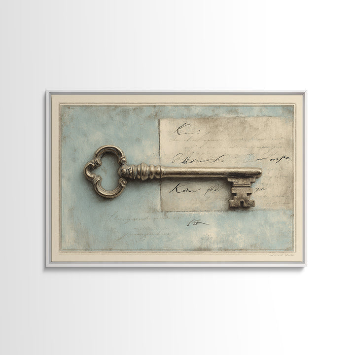 Antique Key and Handwritten Letter Arrangement Without Canvas Print, Bed and Breakfast Art, Bedroom Art, Living Room Decor, BAB-3x2-37