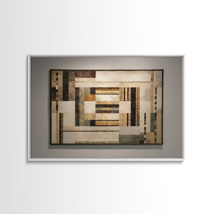 Quilt Pattern Folk Art Composition Framed Canvas Print, Bed and Breakfast Art, Contemporary Art, Living Room Decor, Fine Art, BAB-3x2-39