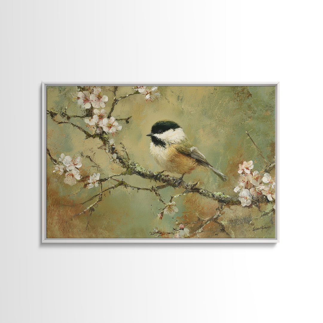 Small Bird on a Flowering Branch Canvas Print, Bed and Breakfast Art, Bedroom Wall Art, Living Room Decor, Watercolor Art, BAB-3x2-42