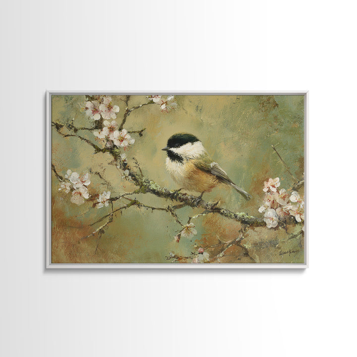 Small Bird on a Flowering Branch Canvas Print, Bed and Breakfast Art, Bedroom Wall Art, Living Room Decor, Watercolor Art, BAB-3x2-42
