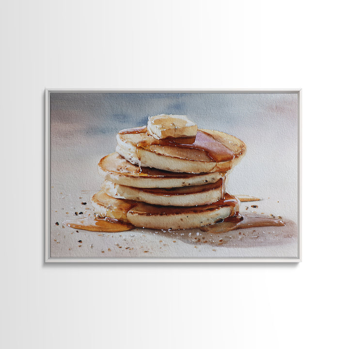 Blueberry Pancakes Still Life Framed Canvas Print, Bed and Breakfast Art, Textured Painting, Living Room Decor, Fine Art, BAB-3x2-60