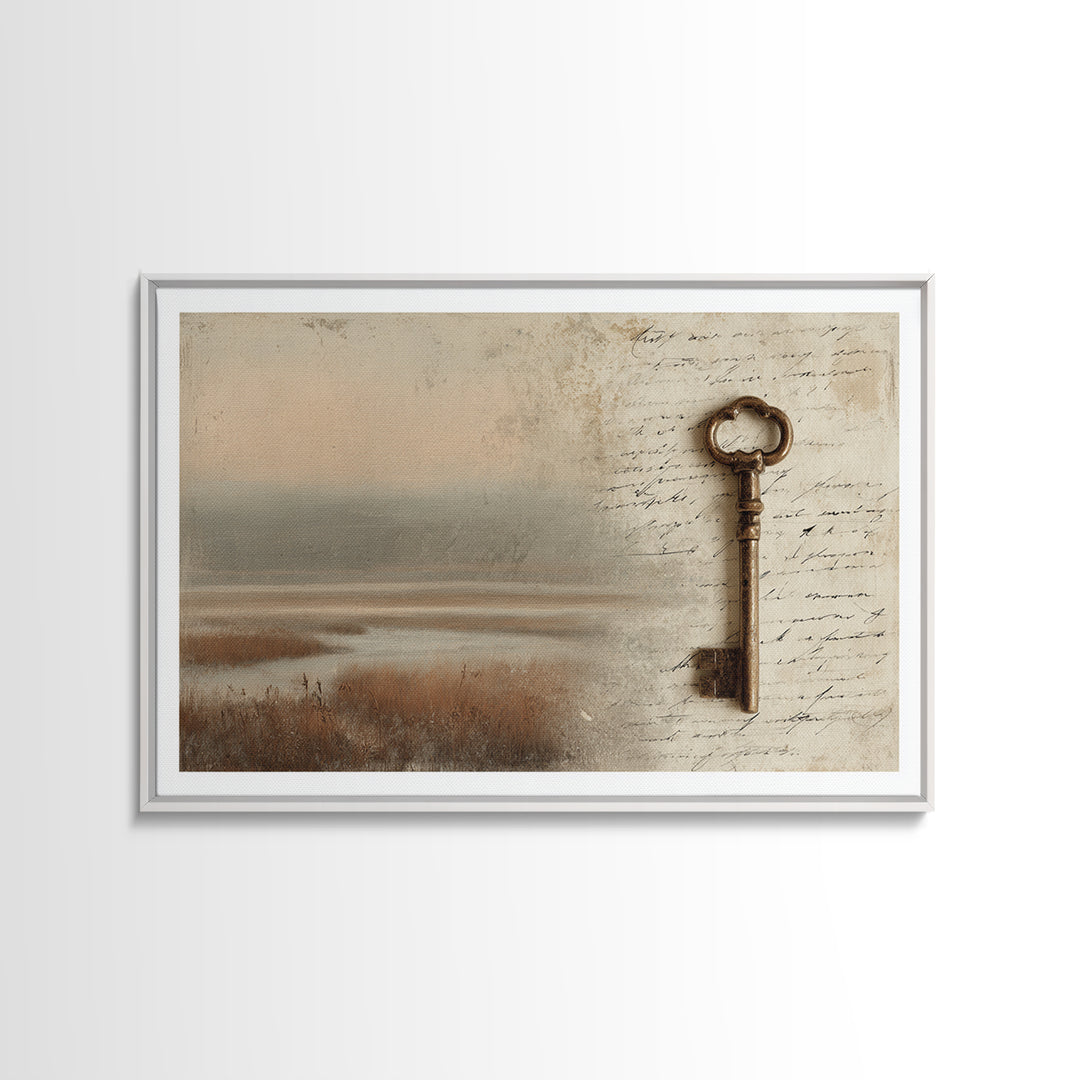 Antique Key and Handwritten Canvas Print, Bed and Breakfast Art, Statement Artwork, Living Room Decor, Fine Art Print, BAB-3x2-85