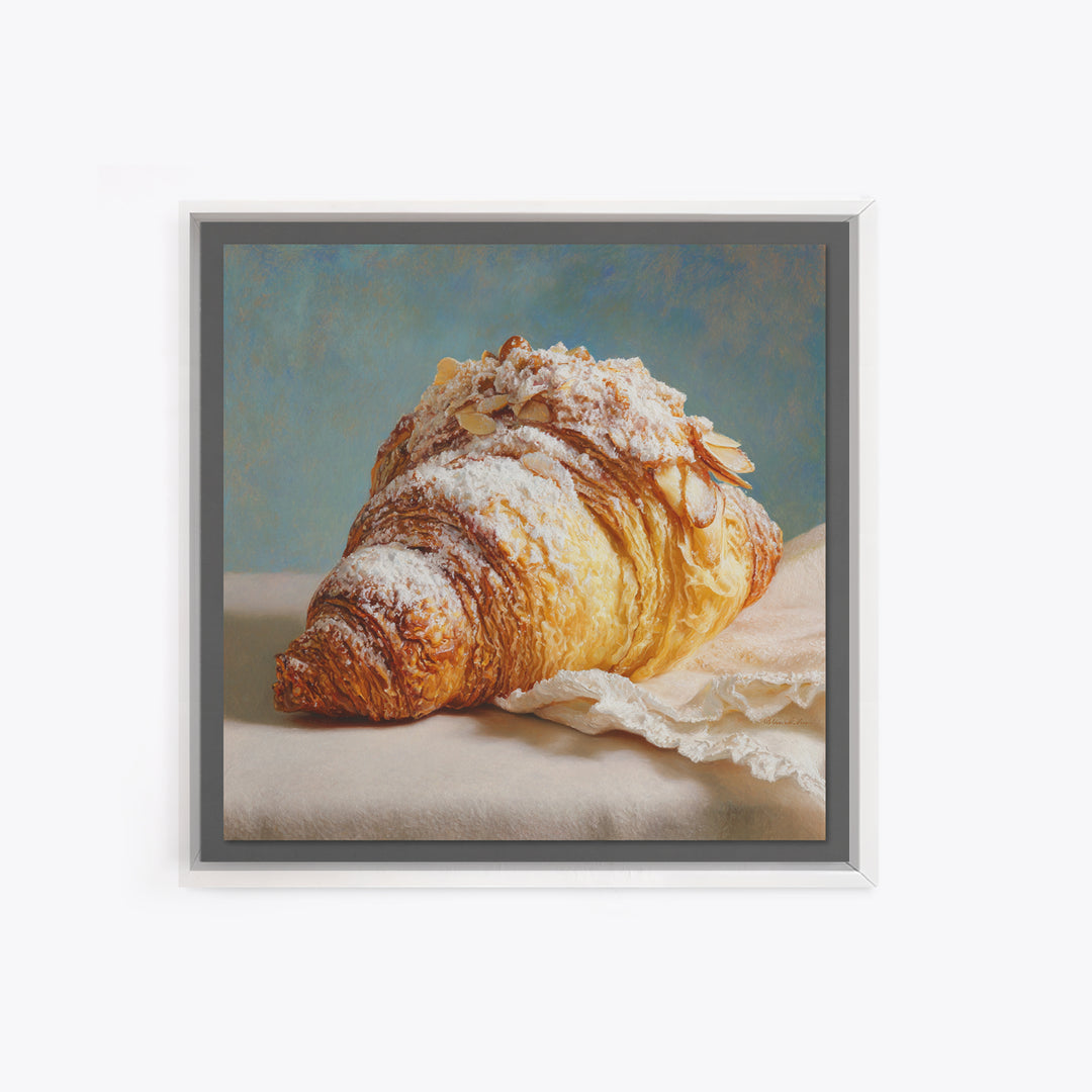Almond Croissant Closeup Canvas Print, Bakery Art, Kitchen Prints, Bakery Decor, Oil Painting, Patisserie, Fine Art, Kids Art, BAK-1x1-15