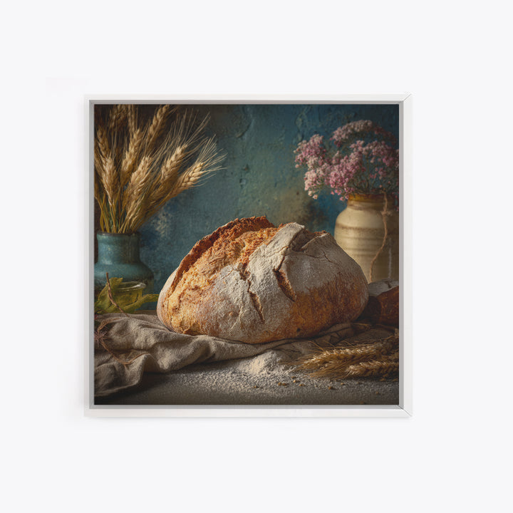 Rustic Loaf of Bread Framed Canvas Print, Bakery Art, Kitchen Wall Art, Bakery Decor, Oil Painting, Patisserie, BAK-1x1-28