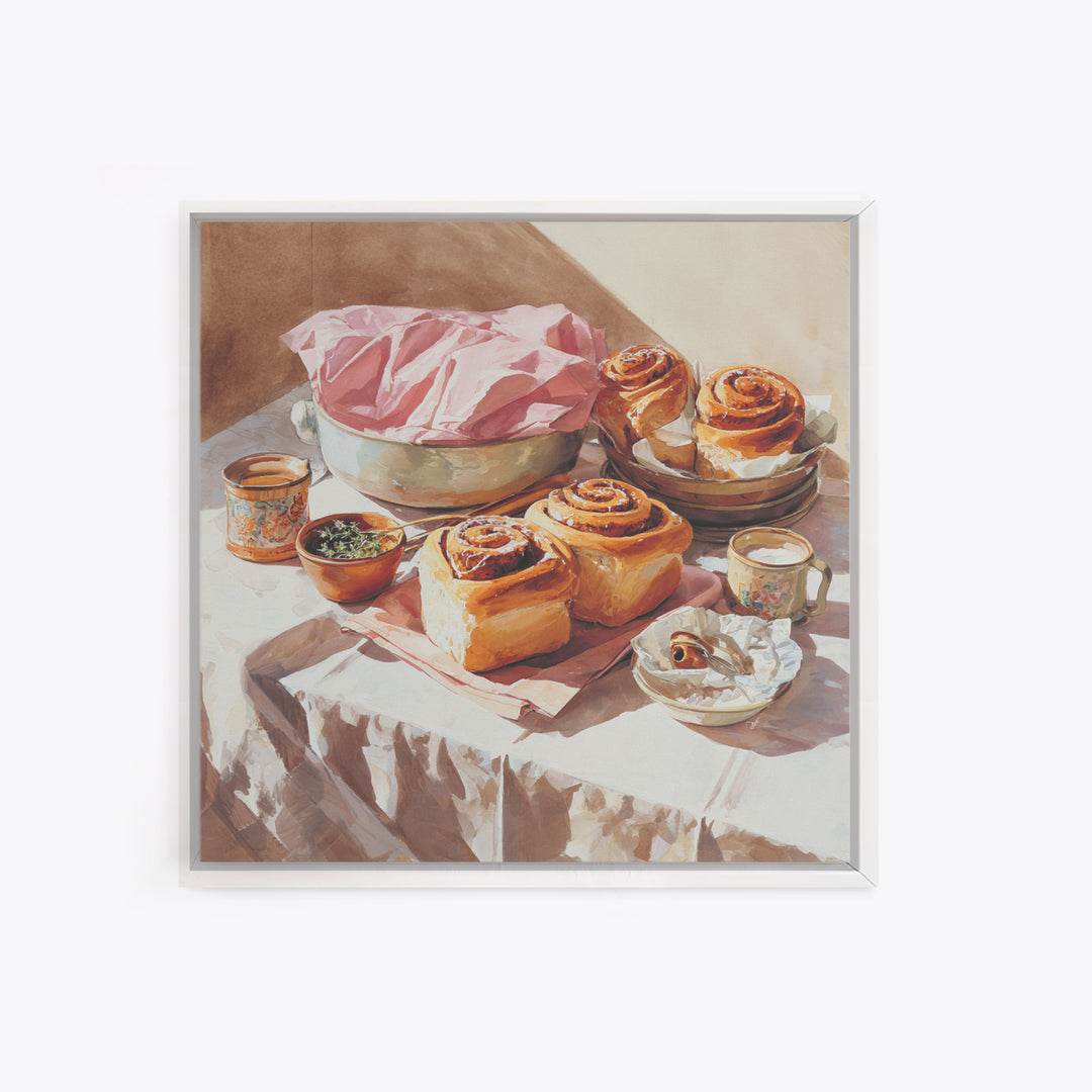 Cinnamon Rolls in a Warm Country Kitchen Canvas Print, Bakery Art, Digital Download Art, Bakery Decor, Fine Art, Patisserie, BAK-1x1-35