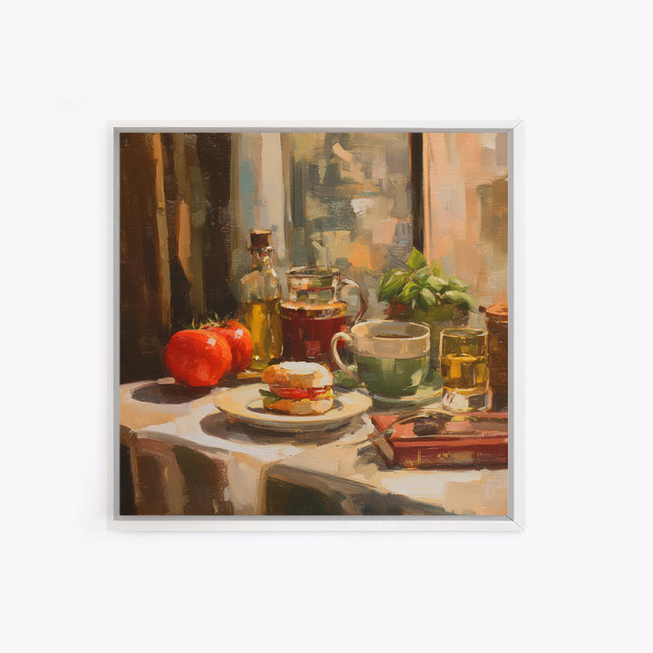 Painterly Eclair and Coffee Still Life Canvas Print, Bakery Art, Printable Art, Bakery Decor, Watercolor Art, Patisserie, BAK-1x1-36