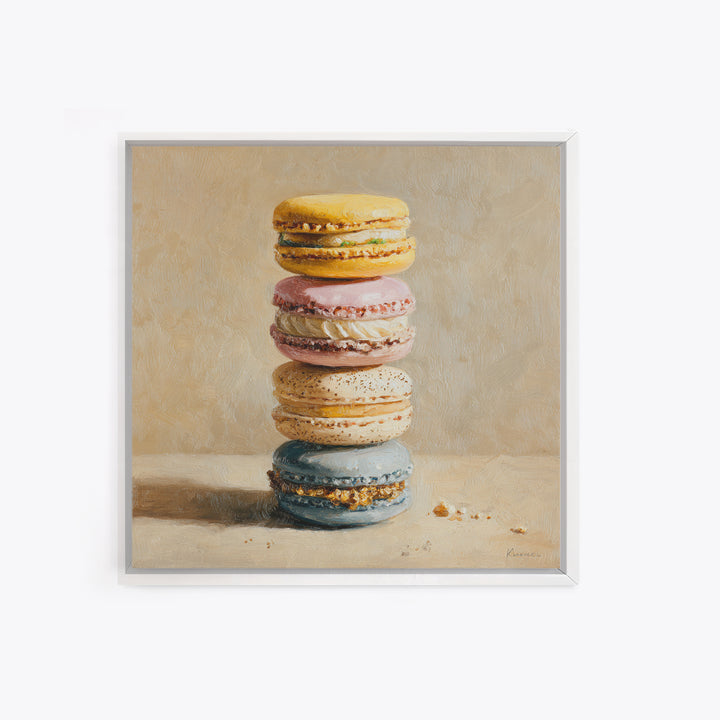 Single Perfect Macaron Tower Canvas Print, Bakery Art, Statement Artwork, Bakery Decor, Fine Art, Patisserie, Art Print, BAK-1x1-75