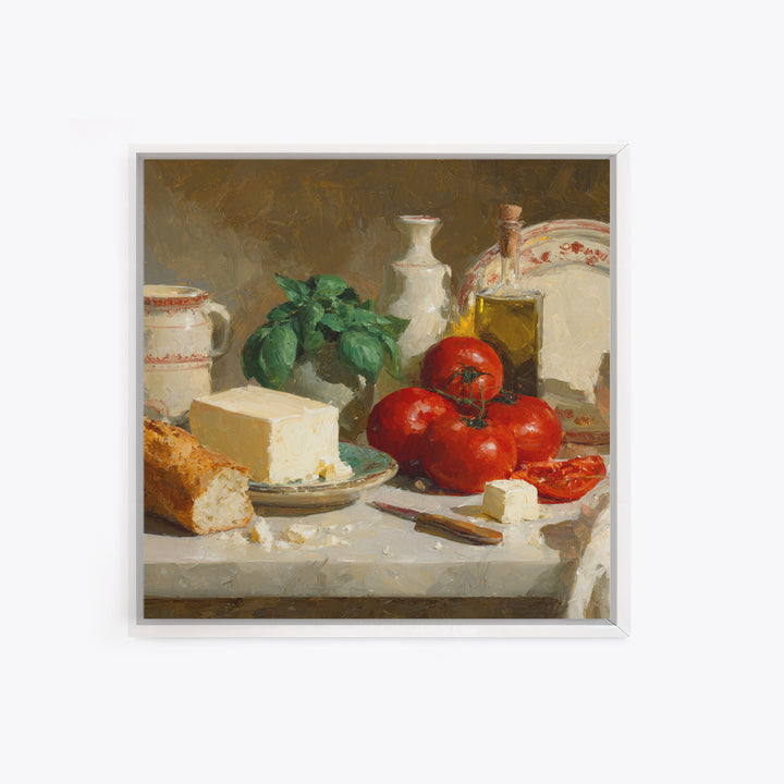 Baguette and Butter Still Life on Marble Framed Canvas Print, Bakery Art, Digital Print, Bakery Decor, Fine Art, Patisserie, BAK-1x1-8
