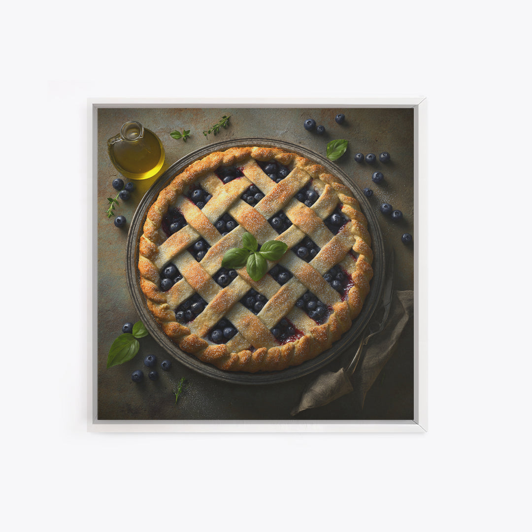 Blueberry Galette with Rustic Farmhouse Texture Canvas Print, Bakery Art, Fine Art Print, Bakery Decor, Fine Art, Patisserie, BAK-1x1-95