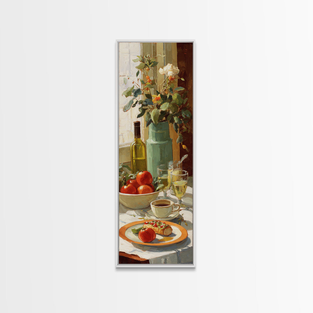 Painterly Eclair and Coffee Still Life Framed Canvas Print, Bakery Art, Print, Bakery Decor, Fine Art, Patisserie, Food Art, BAK-1x3-24