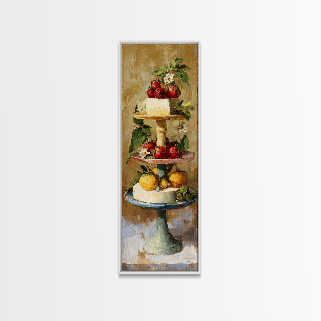 Pastel Cake Stand Canvas Print, Bakery Art, Kitchen Art, Bakery Decor, Patisserie, Neutral Wall Art, Aesthetic Wall Art, BAK-1x3-25