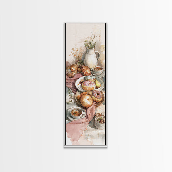 Whimsical Donut Assortment Framed Canvas Print, Bakery Art, Wall Art, Bakery Decor, Oil Painting, Patisserie, BAK-1x3-45