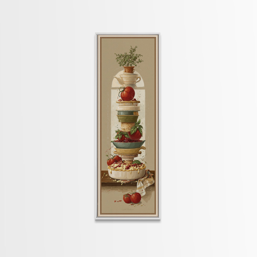 Retro Diner Pie Illustration Framed Canvas Print, Bakery Art, Kitchen Art, Bakery Decor, Fine Art, Patisserie, Neutral Wall Art, BAK-1x3-52