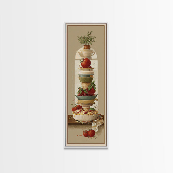 Retro Diner Pie Illustration Framed Canvas Print, Bakery Art, Kitchen Art, Bakery Decor, Fine Art, Patisserie, Neutral Wall Art, BAK-1x3-52