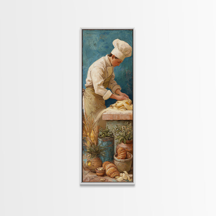 Baker Hands Shaping Dough Framed Canvas Print, Bakery Art, Textured Painting, Bakery Decor, Fine Art, Patisserie, Printable Art, BAK-1x3-53