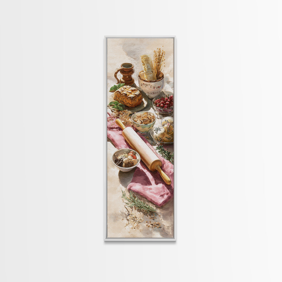 Patisserie Pattern of Rolling Pins and Pastries Canvas Print, Bakery Art, Bakery Decor, Abstract Art, Patisserie, BAK-1x3-57