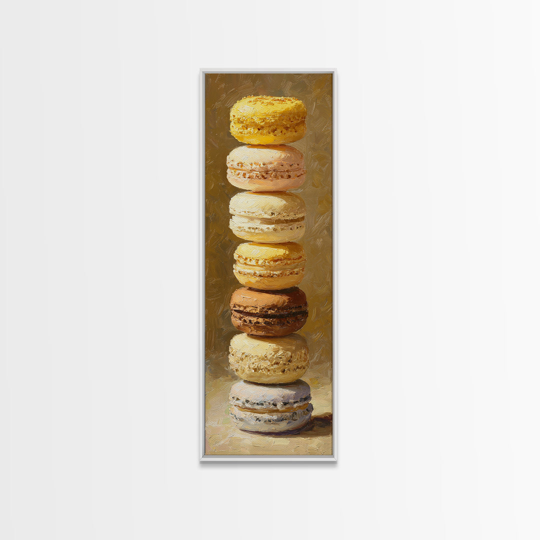Single Perfect Macaron Tower Canvas Print, Bakery Art, Bakery, Bakery Decor, Oil Painting, Patisserie, Minimalist Decor, BAK-1x3-63