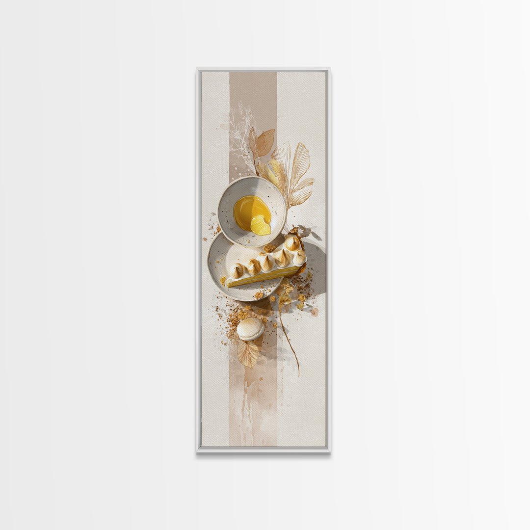 Lemon Meringue Pie Slice Framed Canvas Print, Bakery Art, Modern Decor, Bakery Decor, Fine Art, Patisserie, Wall Decor, BAK-1x3-70