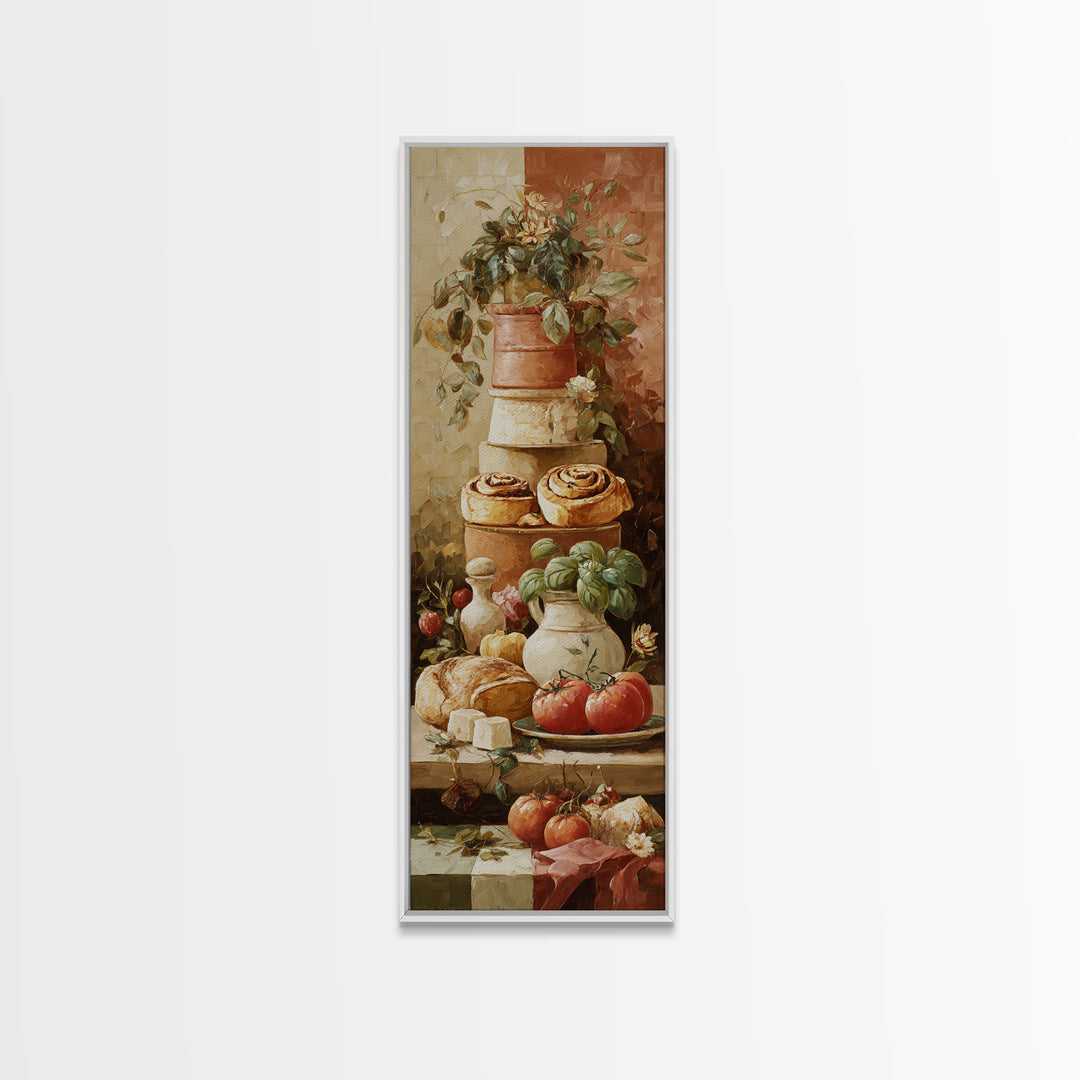 Cinnamon Rolls in a Warm Country Kitchen Framed Canvas Print, Bakery Art, Gallery Decor, Bakery Decor, Fine Art, Patisserie, BAK-1x3-71