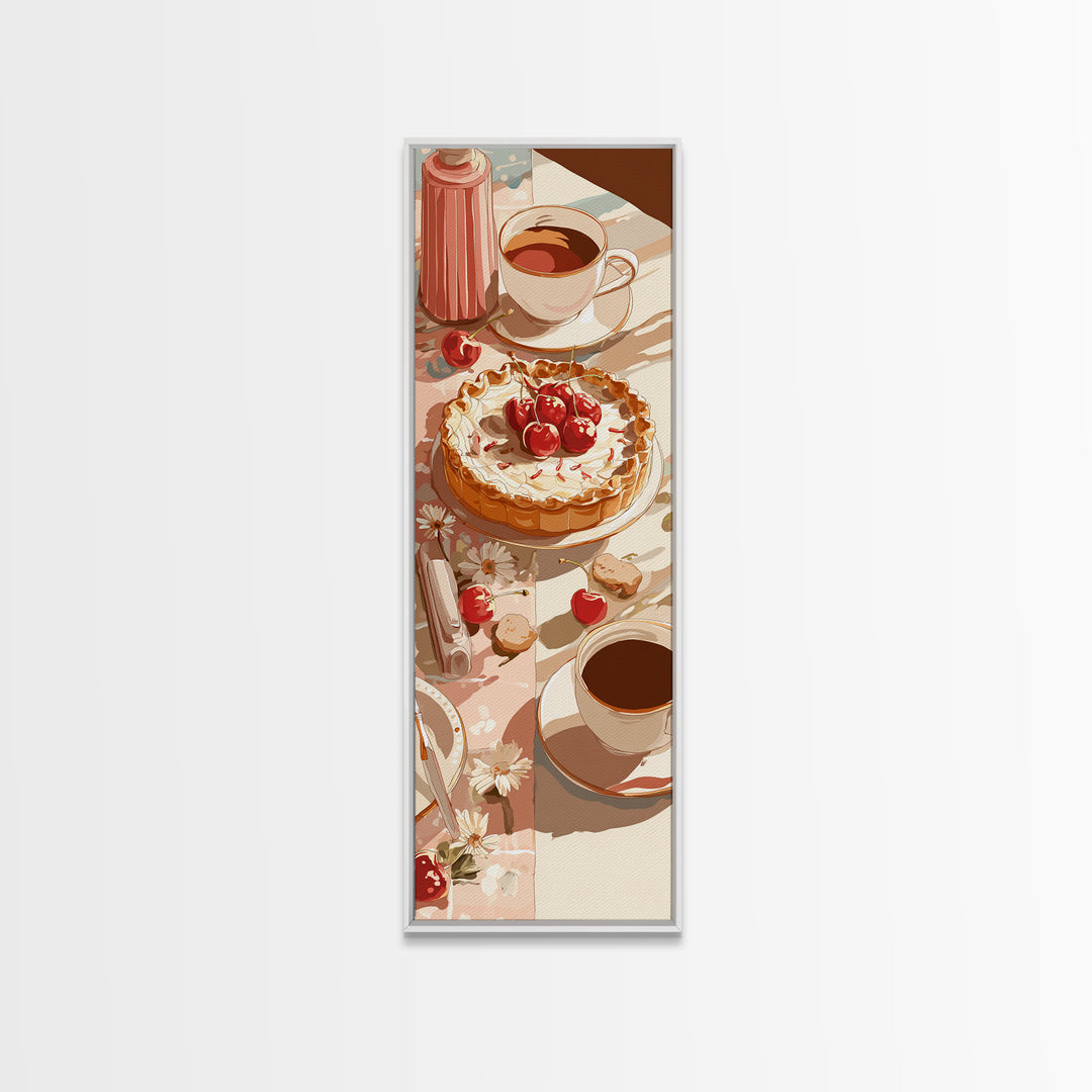 Retro Diner Pie Illustration Framed Canvas Print, Bakery Art, Watercolor Print, Bakery Decor, Oil Painting, Patisserie, BAK-1x3-76