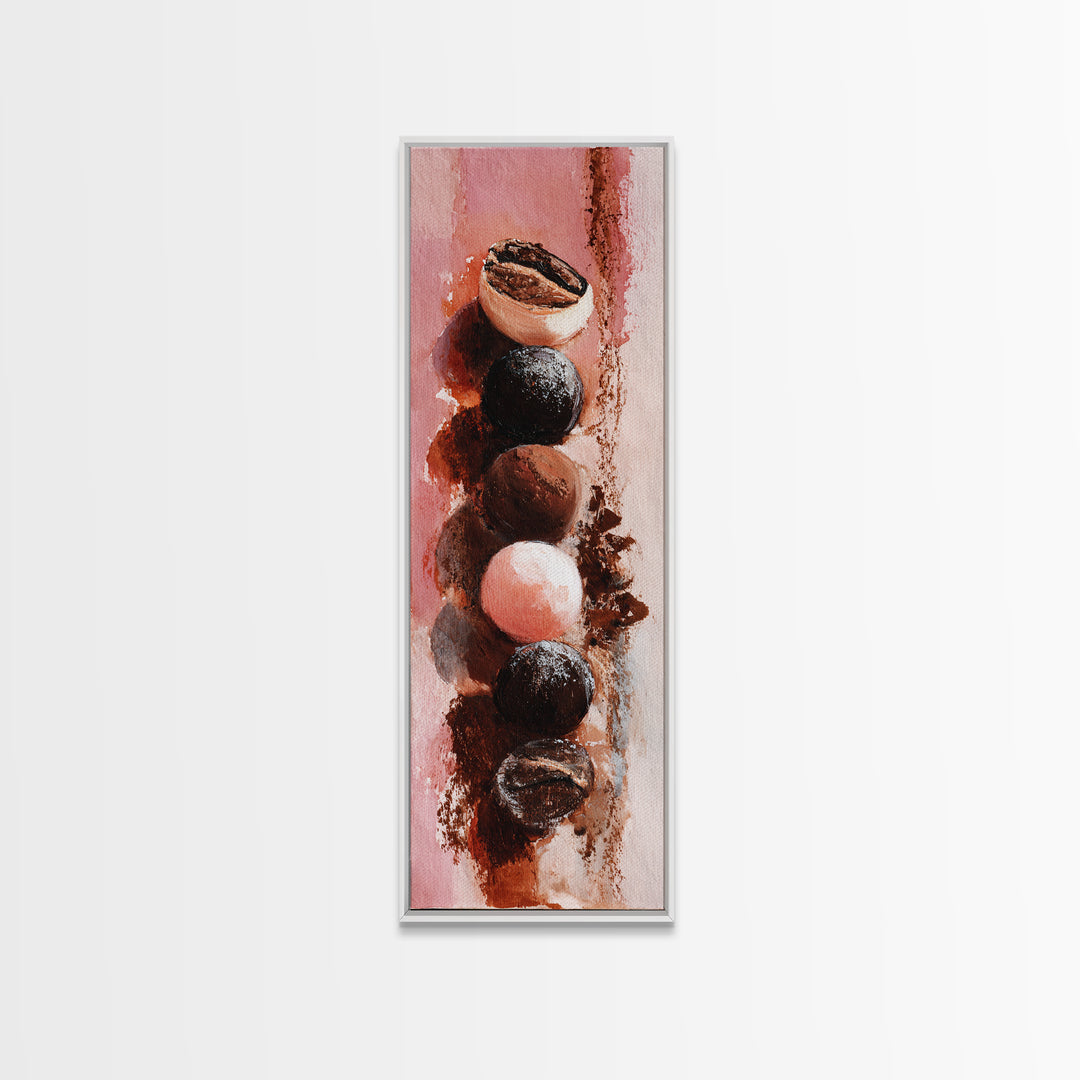 Chocolate Truffle Still Life Framed Canvas Print, Bakery Art, Fine Art, Bakery Decor, Patisserie, Textured Painting, BAK-1x3-79