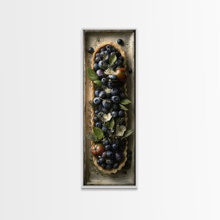 Blueberry Galette with Rustic Farmhouse Texture Framed Canvas Print, Bakery Art, Kids Art, Bakery Decor, Fine Art, Patisserie, BAK-1x3-83