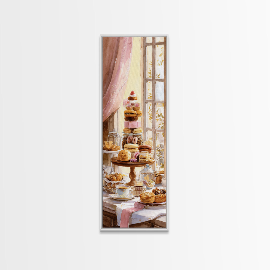 French Patisserie Window Display of Pastel Pastries Canvas Print, Bakery Art, Contemporary Art, Bakery Decor, Patisserie, BAK-1x3-86