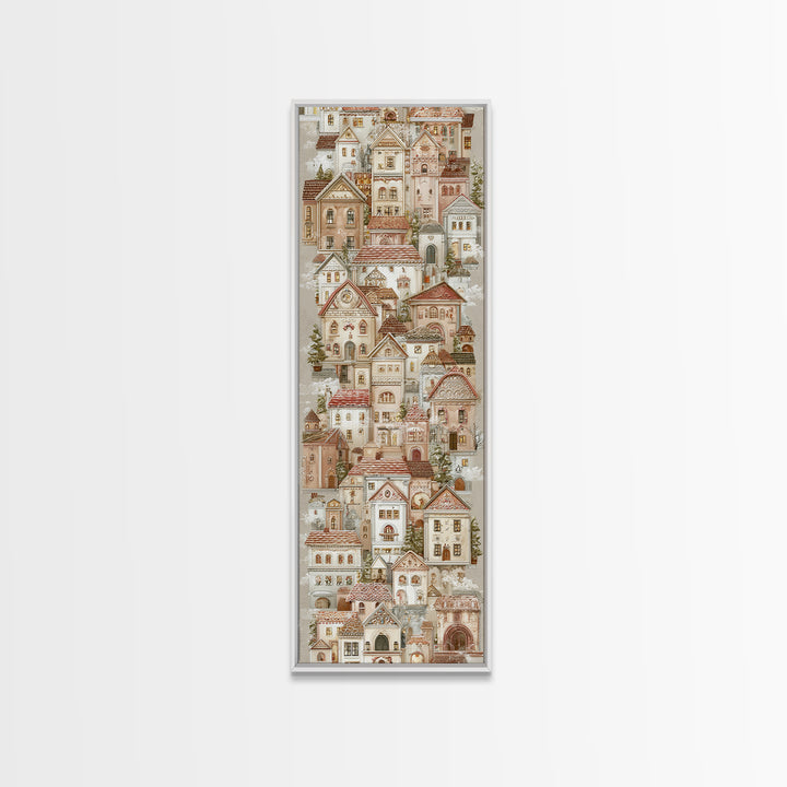 Gingerbread Houses in Charming Folk Art Style Canvas Print, Bakery Art, Textured Painting, Bakery Decor, Fine Art, Patisserie, BAK-1x3-98