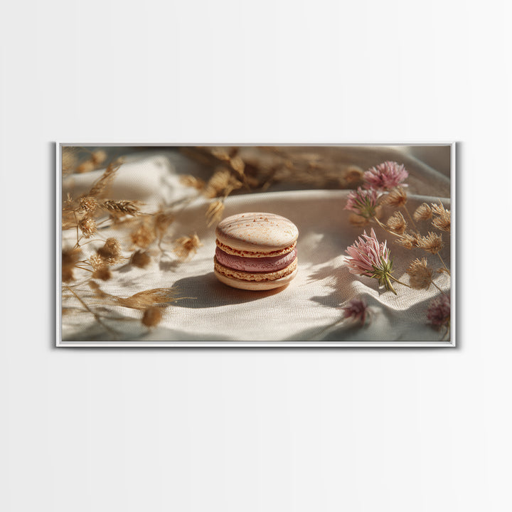 Single Perfect Macaron Tower Framed Canvas Print, Bakery Art, Printable Art, Bakery Decor, Watercolor Art, Patisserie, BAK-2x1-23