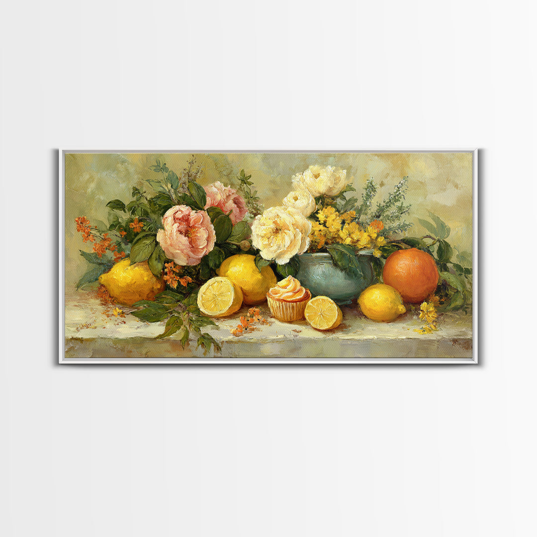 Cupcake Bouquet Painted Framed Canvas Print, Bakery Art, Kitchen Wall Decor, Bakery Decor, Patisserie, Whimsical Wall Art, BAK-2x1-3