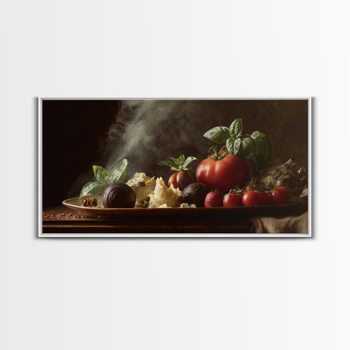 Chocolate Truffle Still Life Canvas Print, Bakery Art, Kitchen Wall Art, Bakery Decor, Oil Painting, Patisserie, BAK-2x1-39