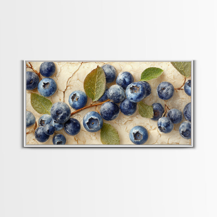 Blueberry Galette with Rustic Farmhouse Texture Framed Canvas Print, Bakery Art, Digital Print, Bakery Decor, Patisserie, BAK-2x1-43