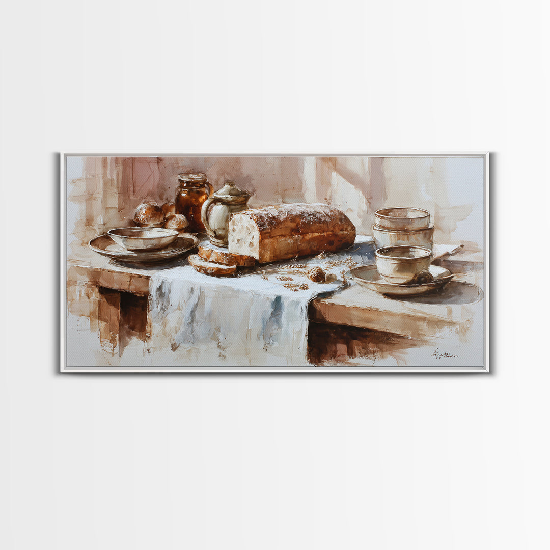 Rustic Loaf of Bread Canvas Print, Bakery Art, Art Print, Bakery Decor, Fine Art, Patisserie, Kitchen Print, Coffee Wall Art, BAK-2x1-48