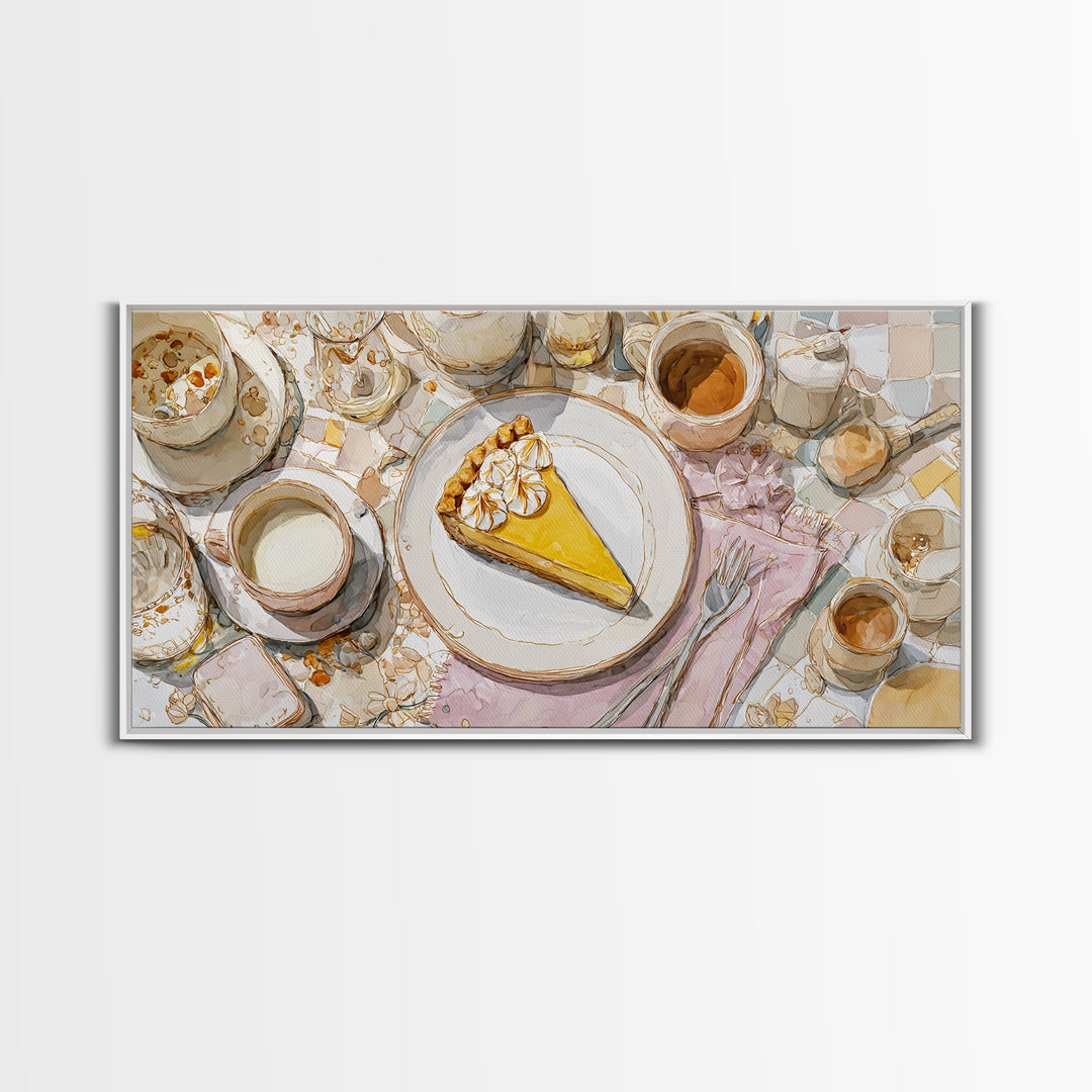 Lemon Meringue Pie Slice Canvas Print, Bakery Art, Art Print, Bakery Decor, Patisserie, Kitchen Print, Coffee Wall Art, BAK-2x1-54