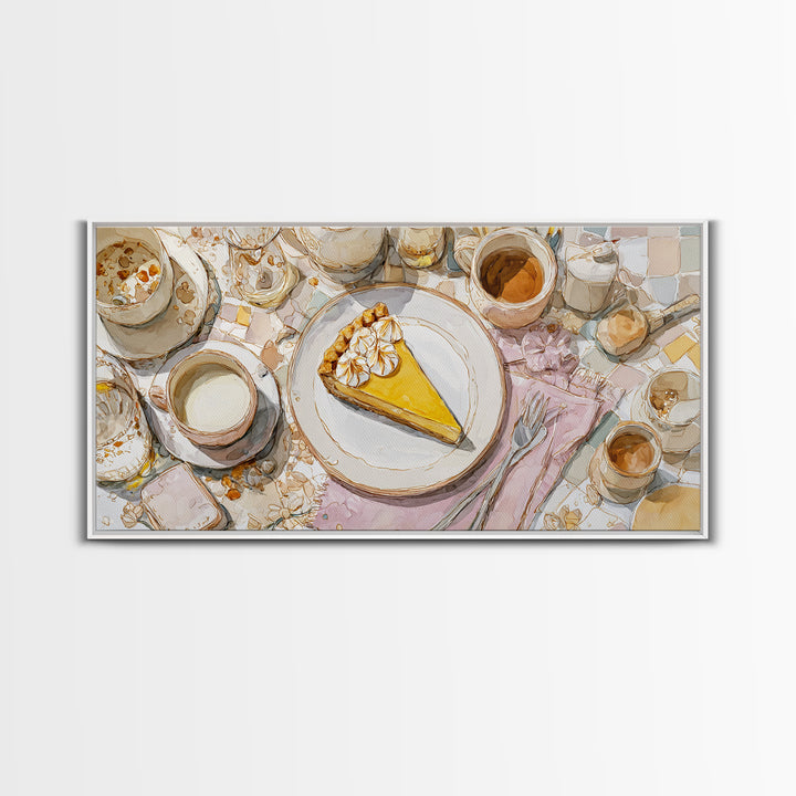 Lemon Meringue Pie Slice Canvas Print, Bakery Art, Art Print, Bakery Decor, Patisserie, Kitchen Print, Coffee Wall Art, BAK-2x1-54