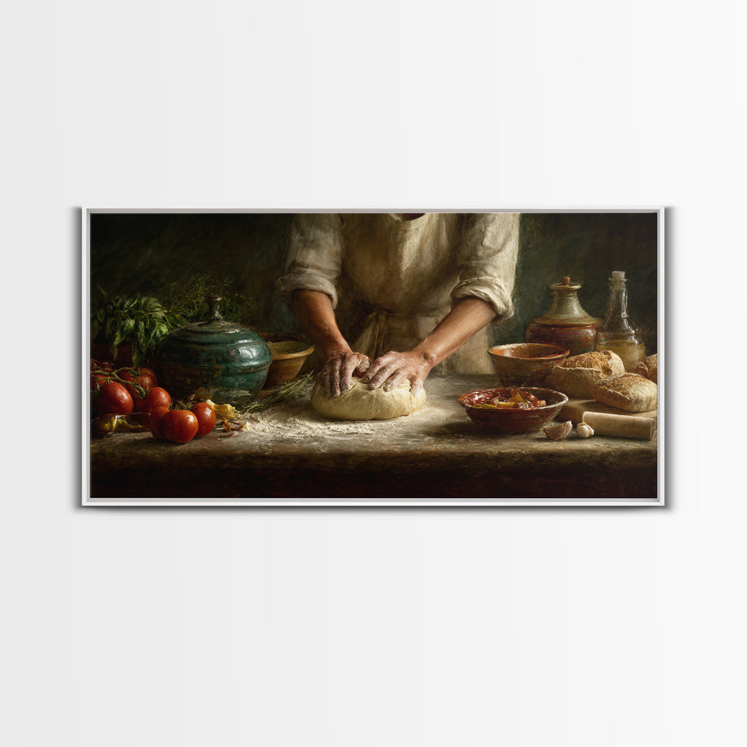 Baker Hands Shaping Dough Canvas Print, Bakery Art, Watercolor Painting, Bakery Decor, Fine Art, Patisserie, Aesthetic Wall Art, BAK-2x1-61