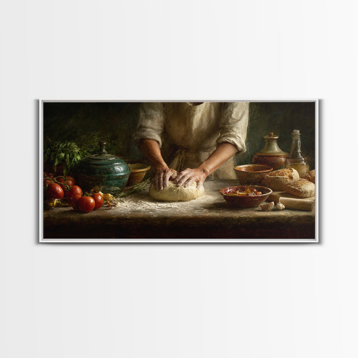 Baker Hands Shaping Dough Canvas Print, Bakery Art, Watercolor Painting, Bakery Decor, Fine Art, Patisserie, Aesthetic Wall Art, BAK-2x1-61