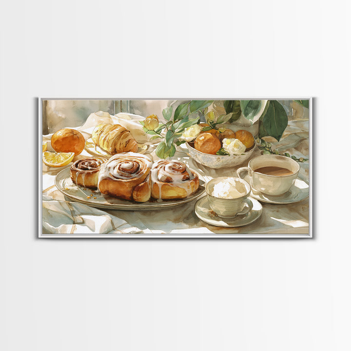 Cinnamon Rolls in a Warm Country Kitchen Framed Canvas Print, Bakery Art, Printable Wall Art, Bakery Decor, Patisserie, BAK-2x1-7