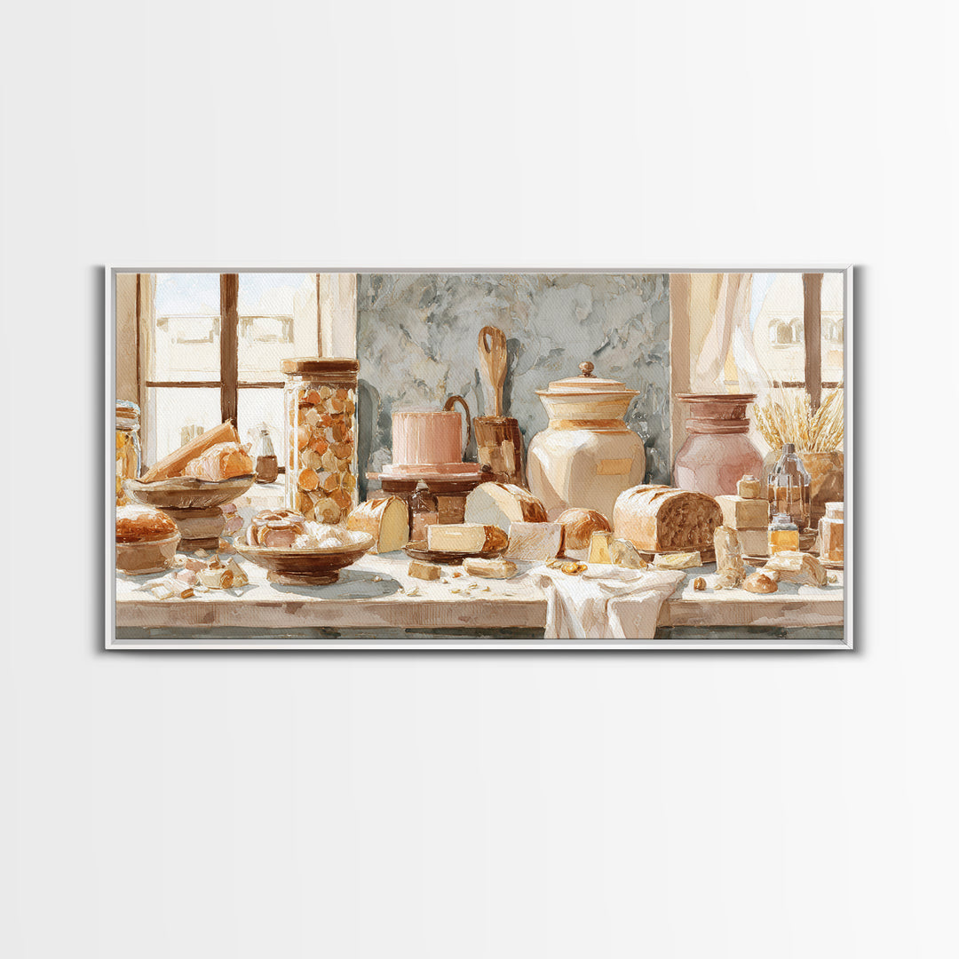 French Patisserie Window Display of Pastel Pastries Canvas Print, Bakery Art, Digital Print, Bakery Decor, Fine Art, Patisserie, BAK-2x1-70