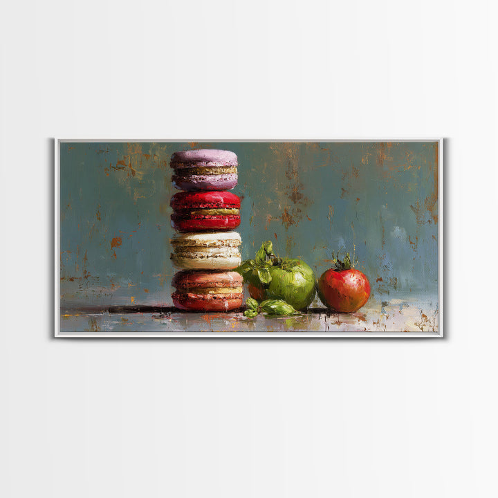 Single Perfect Macaron Tower Canvas Print, Bakery Art, French Wall Art, Bakery Decor, Abstract Art, Patisserie, Room Decor, BAK-2x1-71